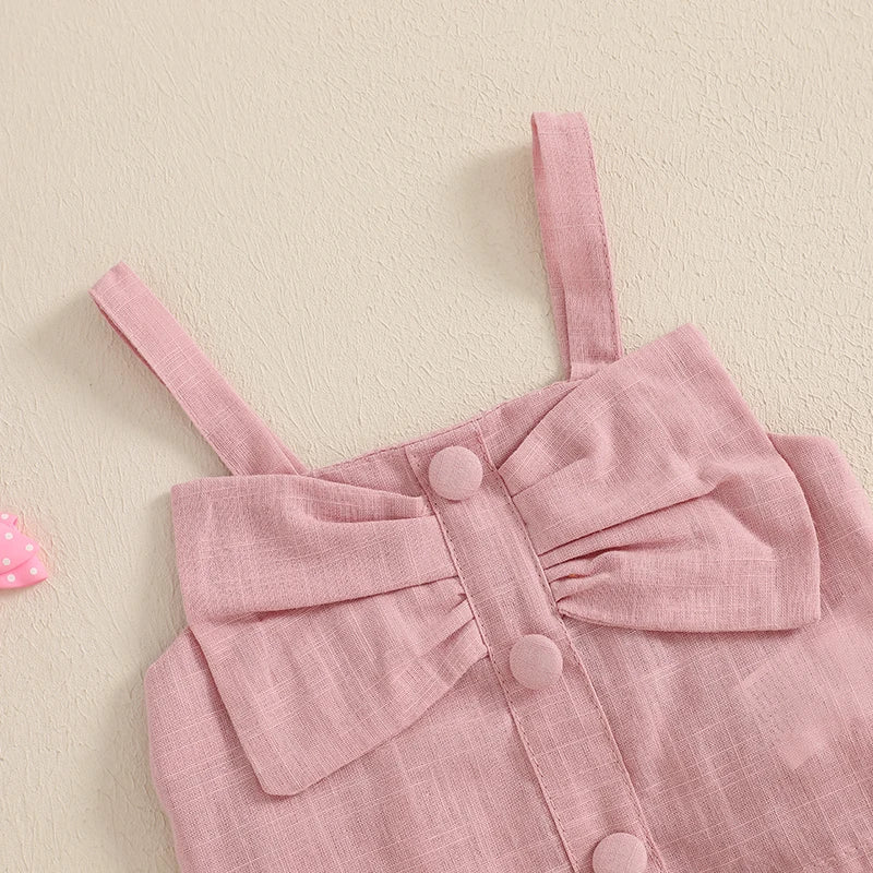 Toddler 2Pcs Baby Girl Summer Outfits Sleeveless Bow Tank Tops + Belted Skirt Set Clothes