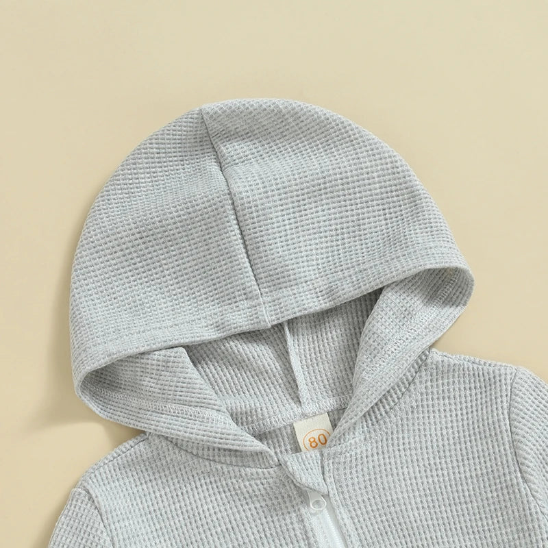 Kids Hoodie Long Sleeve Hooded Zip-up Hoodie Solid Sweatshirt