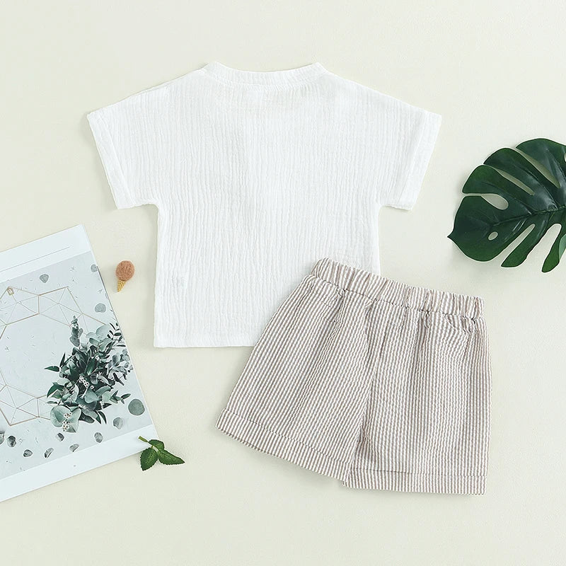 Toddler Baby Girls 2Pcs Summer Outfits Short Sleeve T-Shirt Tops Elastic Waistband Shorts Set Clothes