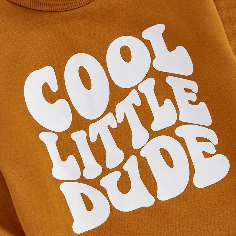 Baby Boy Sweatshirt Romper Letter Print Round Neck Long Sleeve Casual Jumpsuit