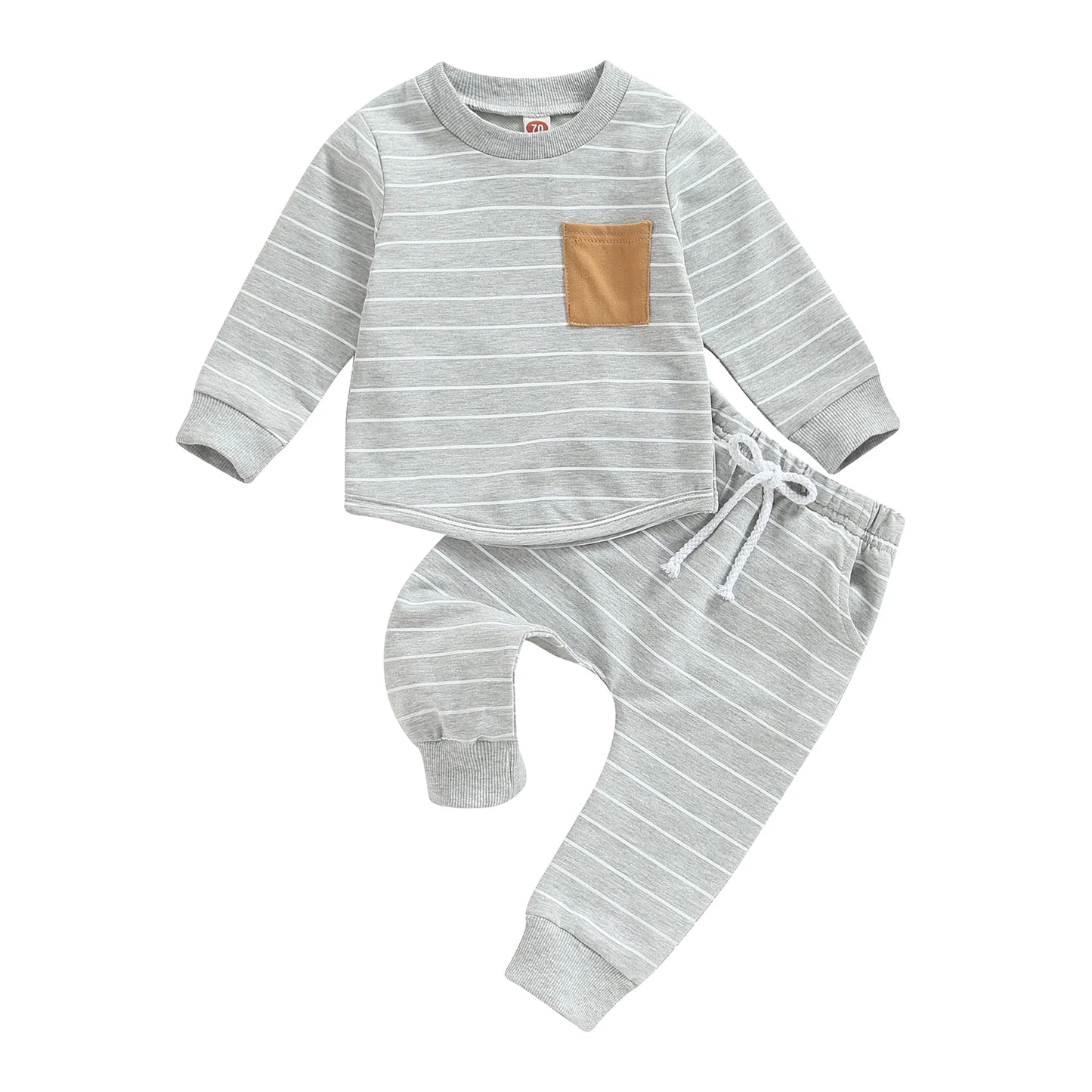 Baby Boys Pants Set Striped Long Sleeve Crew Neck Sweatshirt Elastic Waist Sweatpants Outfit
