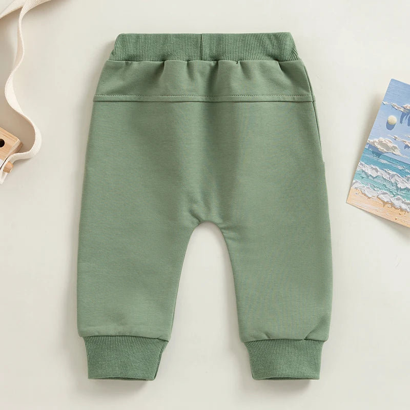 Toddler Baby Boys Casual Sweatpants Elastic Waist Drawstring Solid Fall Pants Pockets