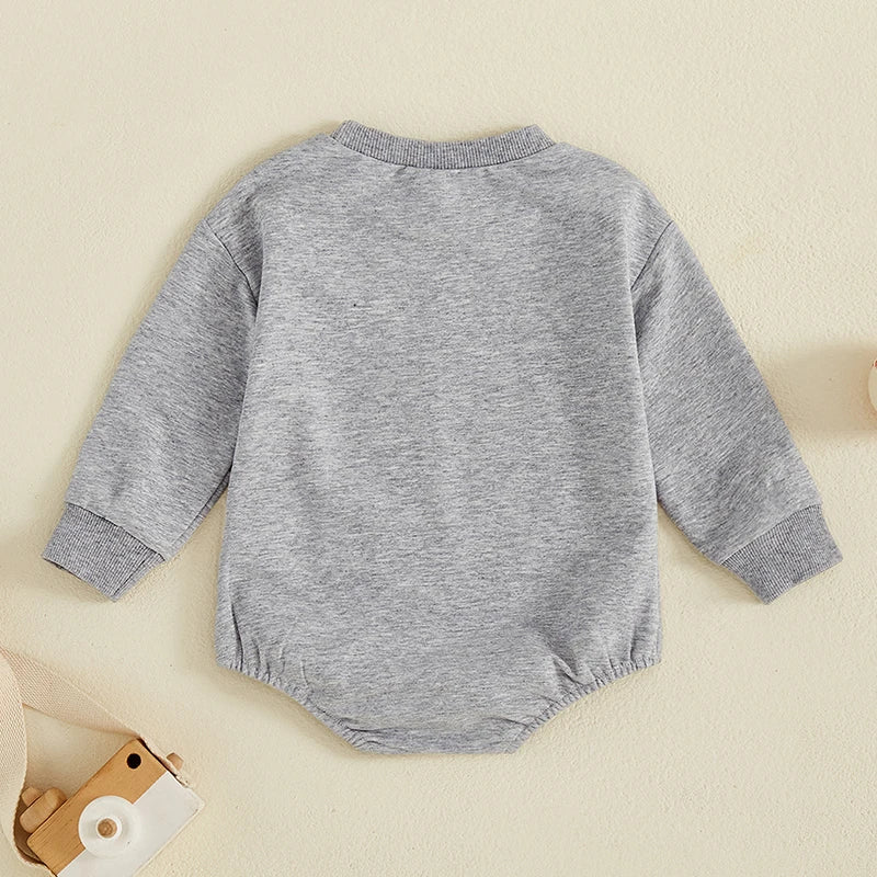 Baby Boy Romper Long Sleeve Round Neck Hockey Print Bodysuit Playsuit