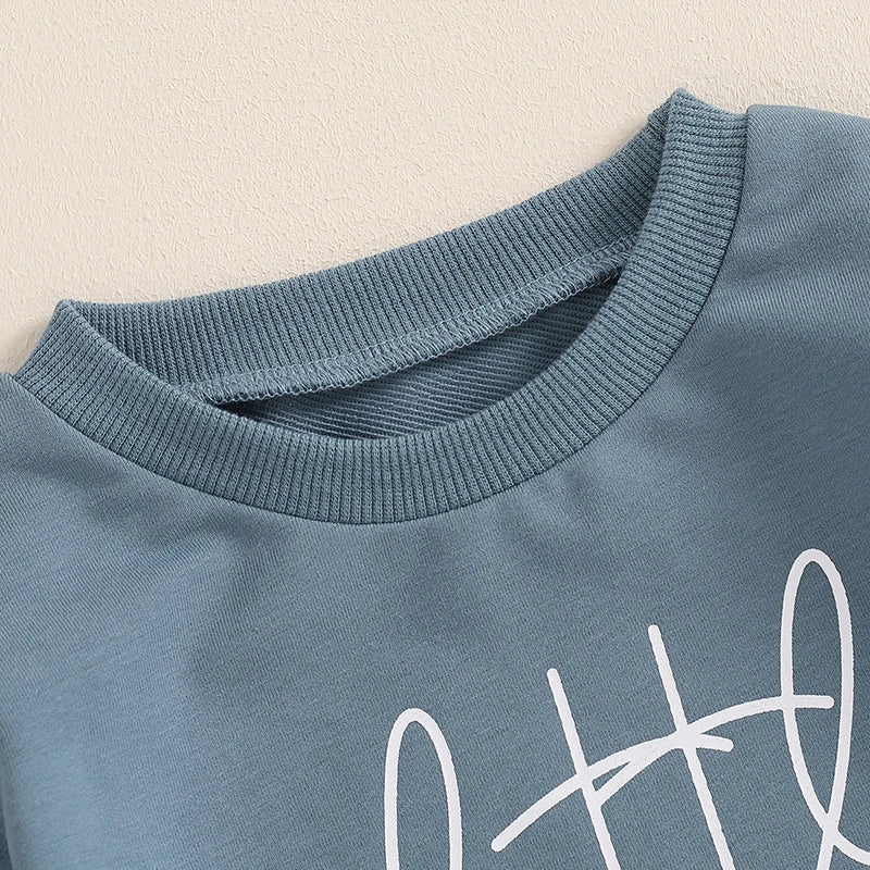 Baby Boys Long Sleeve Round Neck Sweatshirt Romper Letter Print "Little Brother"