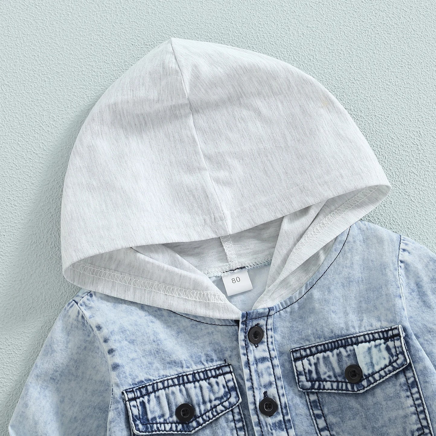 Toddler Boys Long Sleeve Button Down Patchwork Hooded Jacket