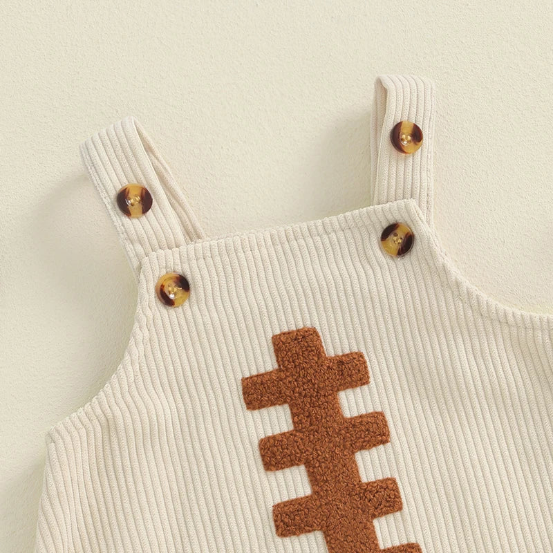 Newborn Baby Boys Girls Overalls Sleeveless Football Embroidery Rompers Newborn Summer Fall Outfit