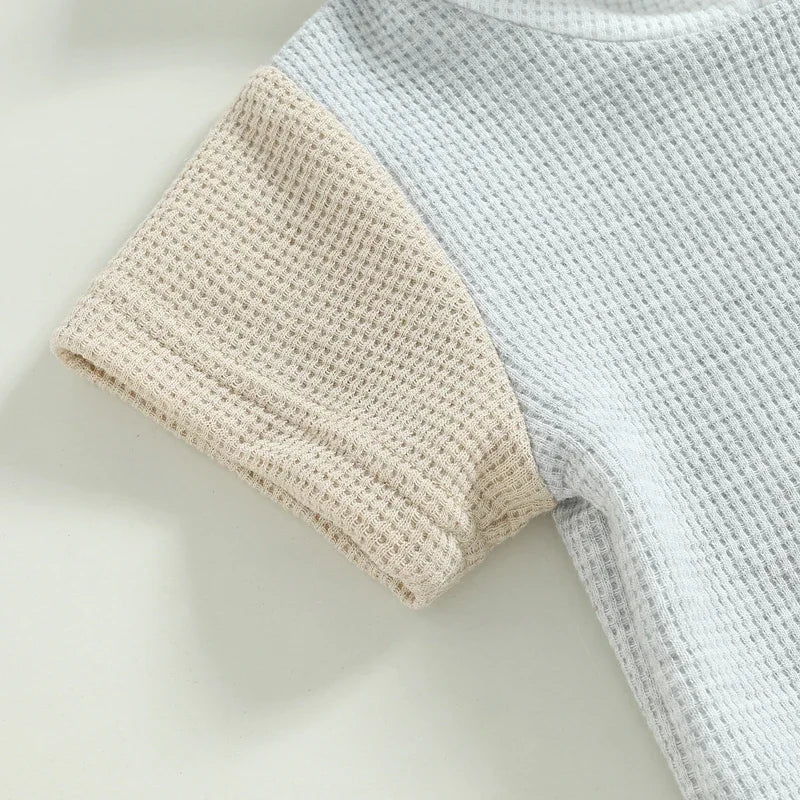 Toddler Baby 2Pcs Summer Outfits Short Sleeve Waffle Knit Pocket Hoodie Shorts Set