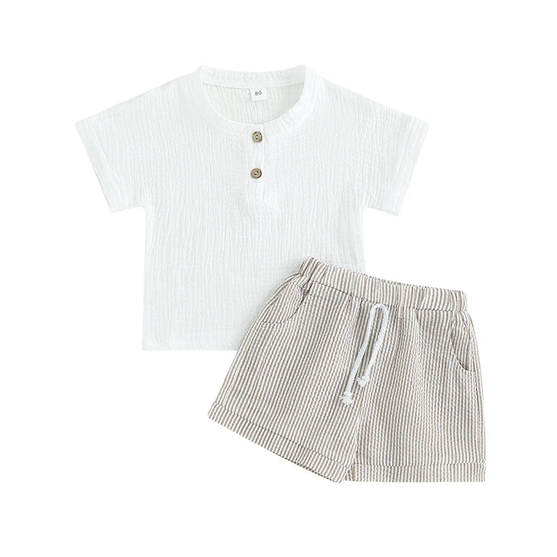 Toddler Baby Girls 2Pcs Summer Outfits Short Sleeve T-Shirt Tops Elastic Waistband Shorts Set Clothes