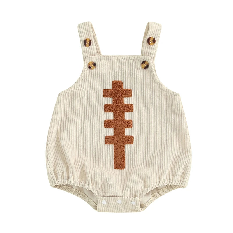 Newborn Baby Boys Girls Overalls Sleeveless Football Embroidery Rompers Newborn Summer Fall Outfit
