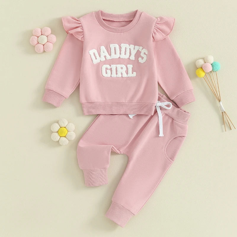 Baby Girl Clothes Daddys Girl Long Sleeve Crewneck Sweatshirt Top Casual Pants Fall Winter Outfits