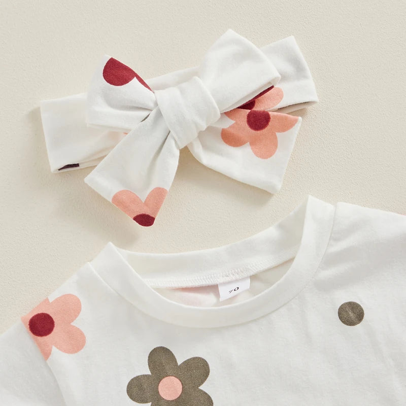 Newborn Baby Girl Summer Clothes Sleeveless Halter Romper Floral Jumpsuit Headband 0-18 Months