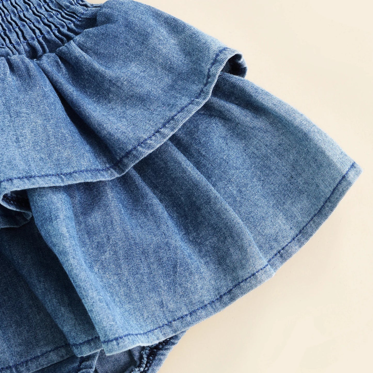 Infant Baby Girl Bodysuit Sleeveless Suspender Pleated Design Ruffle Hem Bottom Snap Button Jumpsuit