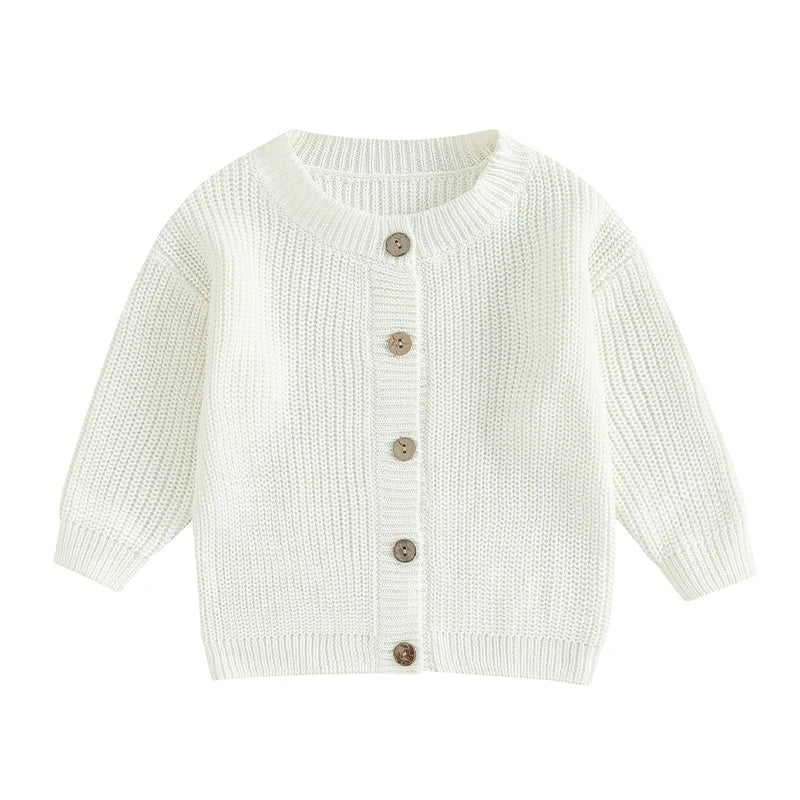 Baby Boys Warm Sweaters Coats Solid Loose Button Long Sleeve Knitwear Cardigan Jacket
