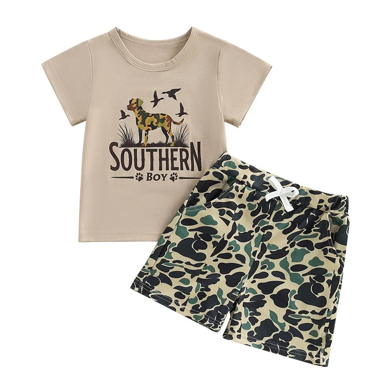 Toddler Baby Boy Duck Outfit Short Sleeve T-shirts Elastic Waist Shorts Summer Outfit