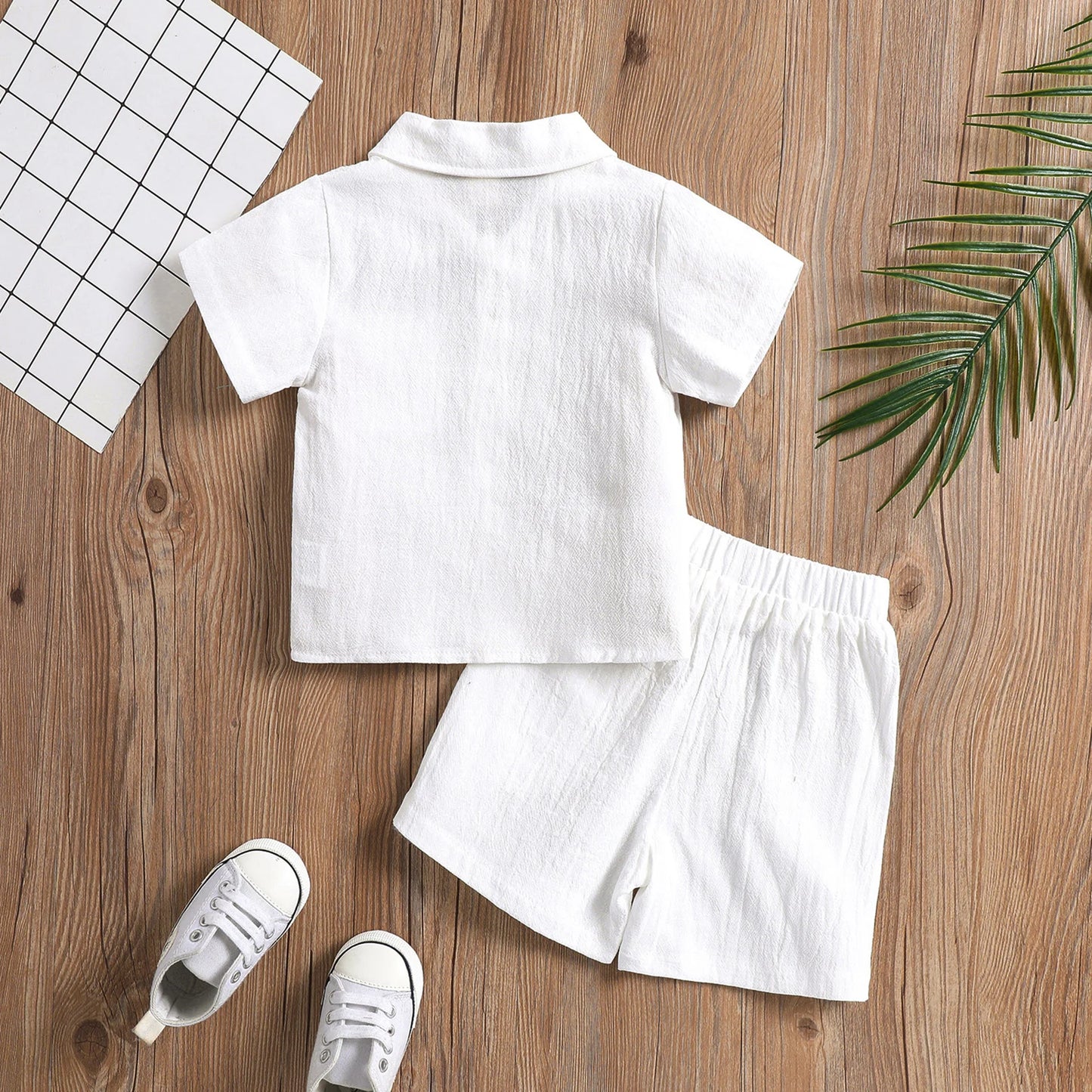 Toddler Baby Girl Boy Summer Clothing Set Short Sleeve Solid Turn-Down Collar Shirt Shorts