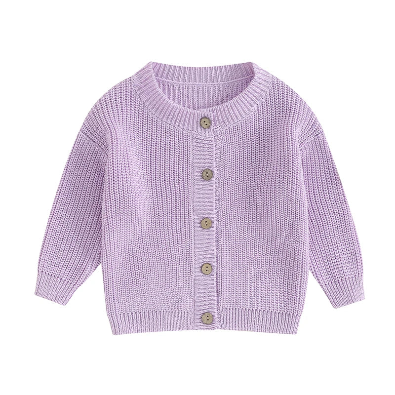 Baby Boys Warm Sweaters Coats Solid Loose Button Long Sleeve Knitwear Cardigan Jacket