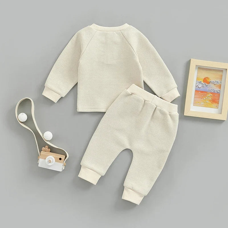 Fall Winter Baby Boy Girl Clothest Set Newborn Infant Toddler Button Tops Pants Casual Outfits Clothing