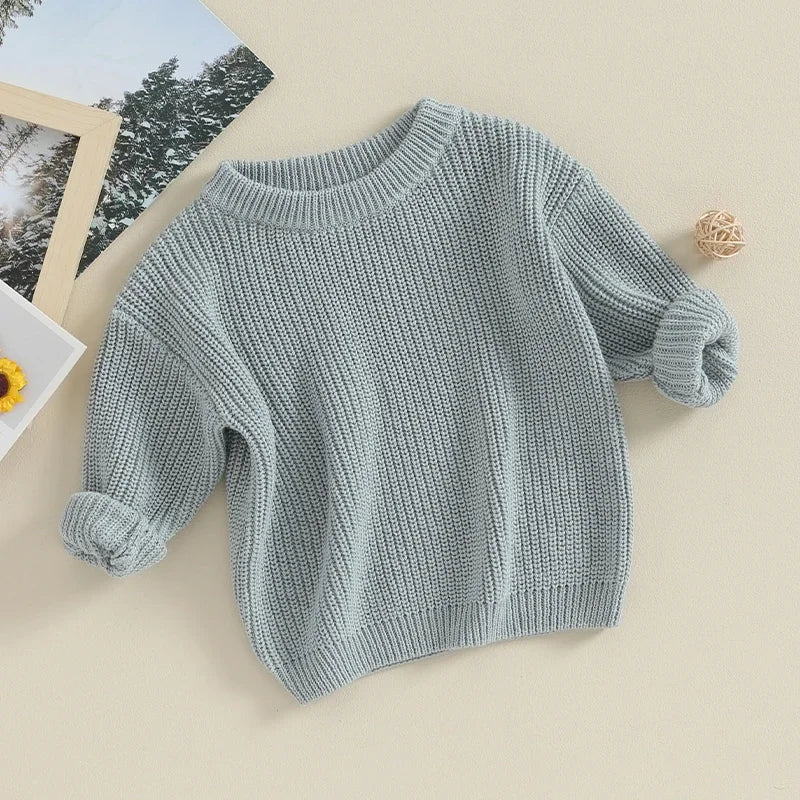 Toddler Baby Boy Knit Sweater Round Neck Long Sleeve Pullover Sweatshirt Fall Winter