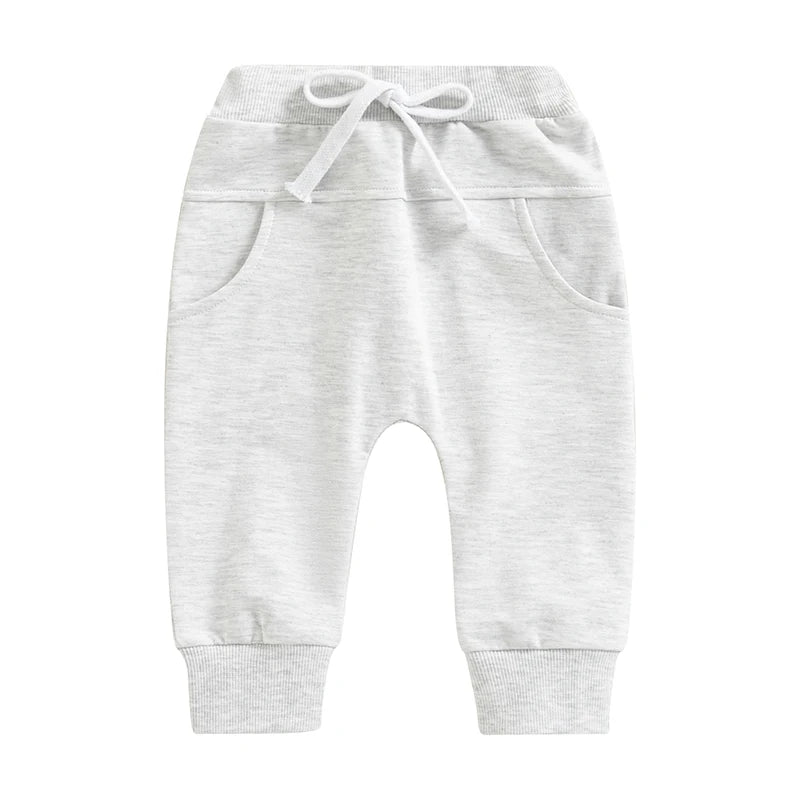 Toddler Baby Boys Casual Sweatpants Elastic Waist Drawstring Solid Fall Pants Pockets