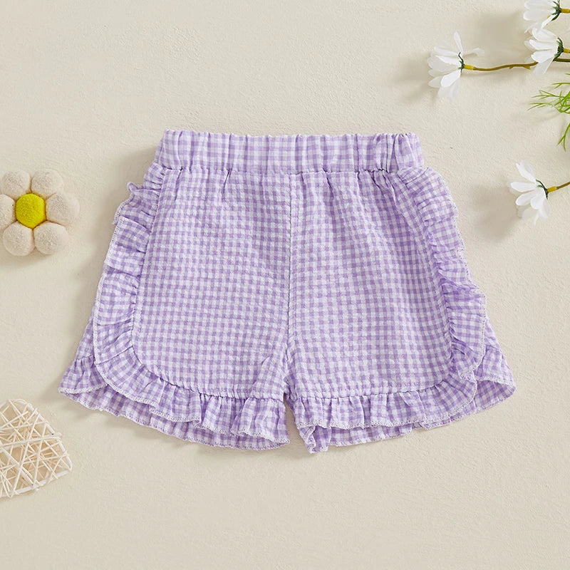 Toddler Girl Summer Shorts Palid Pattern Lotus Edge Cute Casual Fashion Comfortable Soft Shorts