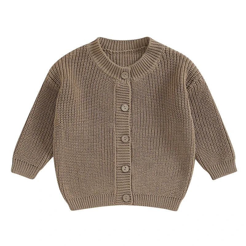 Baby Boys Warm Sweaters Coats Solid Loose Button Long Sleeve Knitwear Cardigan Jacket