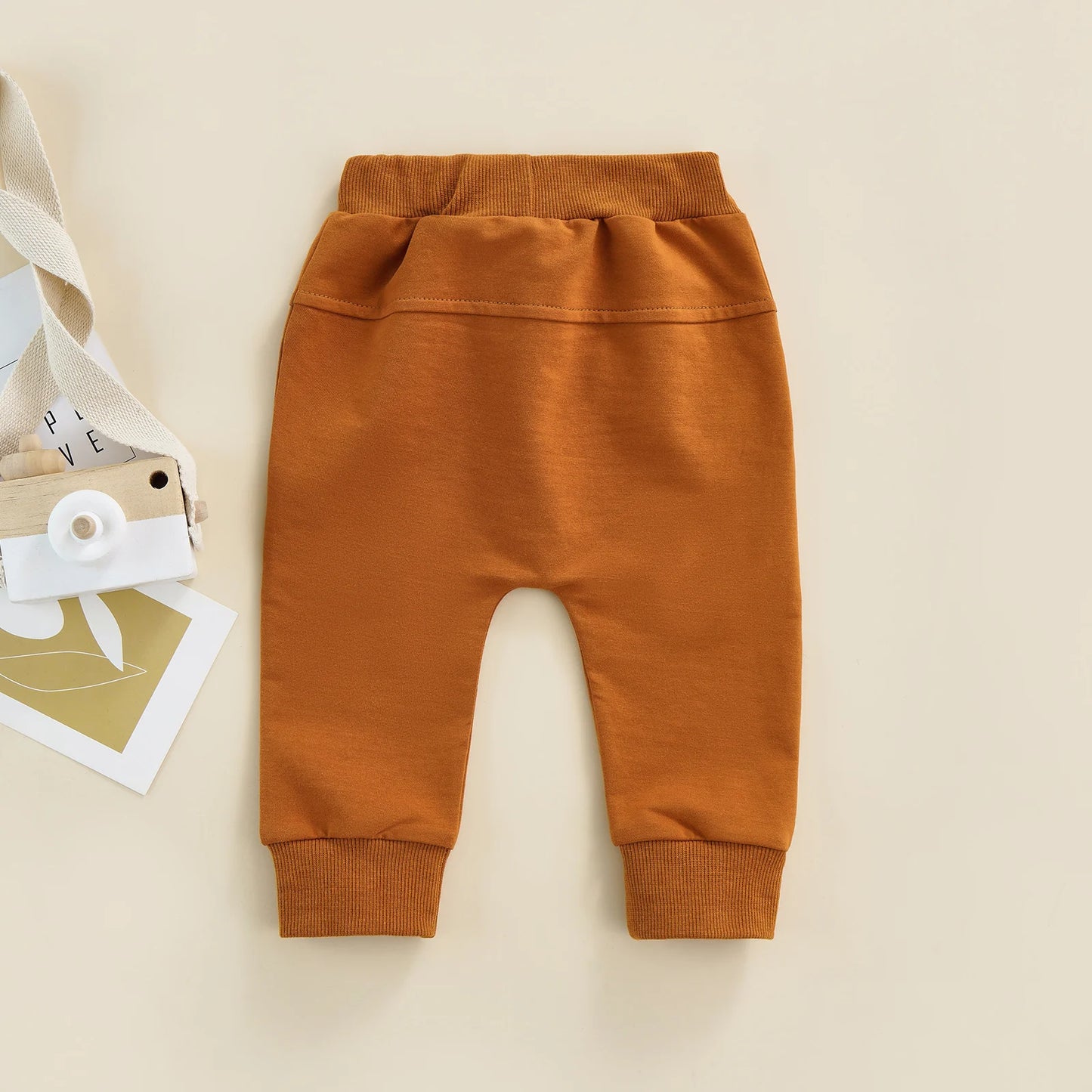 Boys Sweatpants Elastic Waist Adjustable Drawstring Plain Loose Fit Long Pants