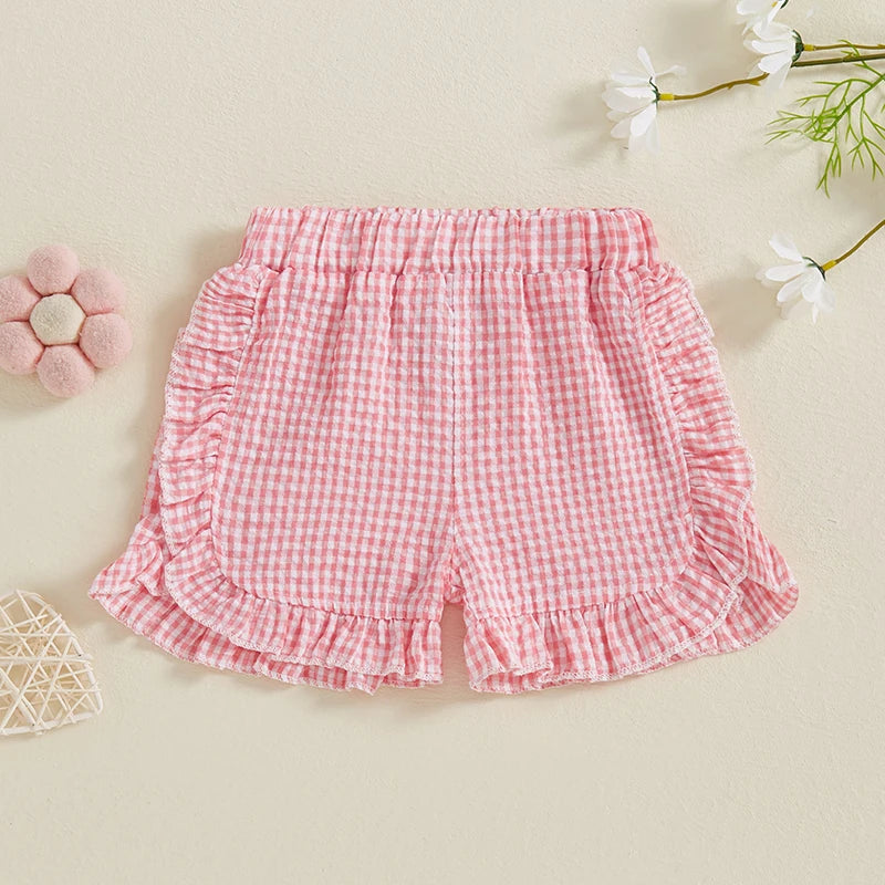 Toddler Girl Summer Shorts Palid Pattern Lotus Edge Cute Casual Fashion Comfortable Soft Shorts