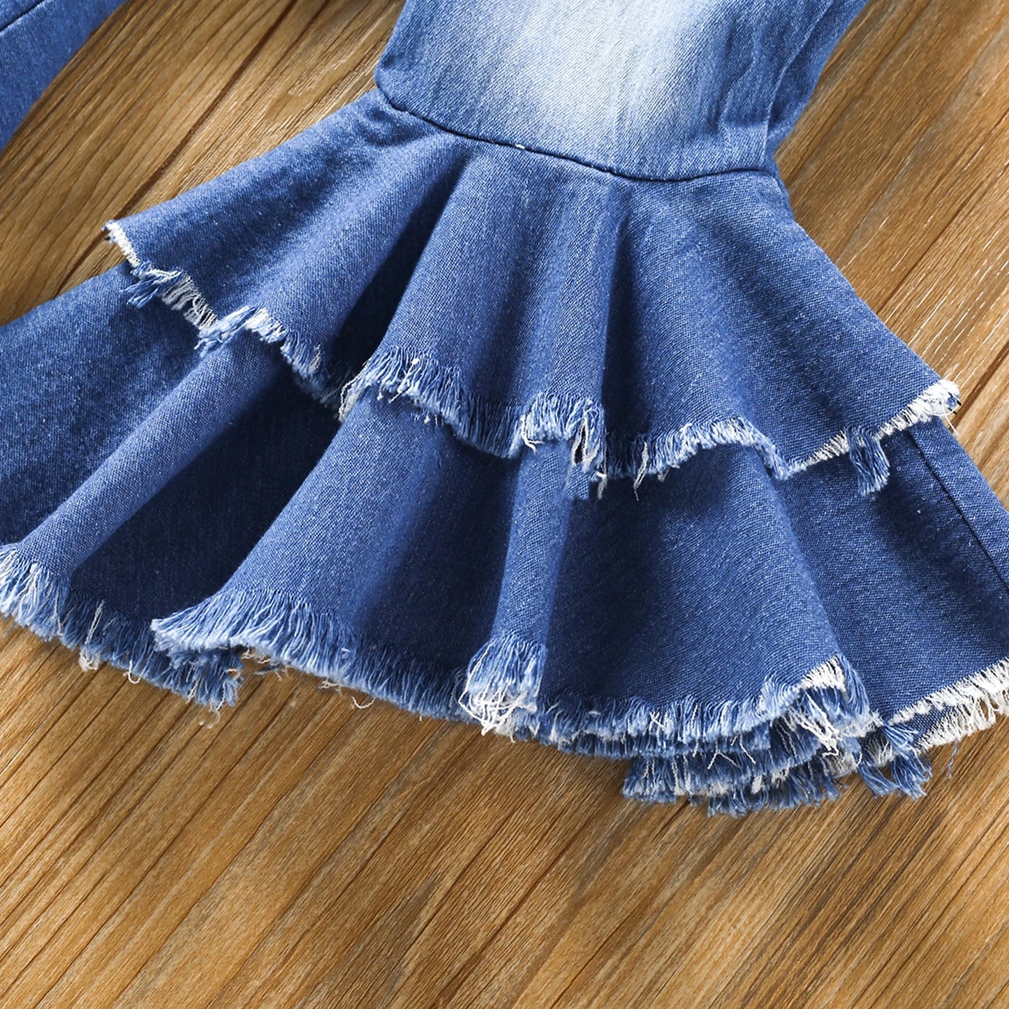Newborn Baby Girl 2Pcs Summer Fashion Clothing Yellow Sunflower Bodysuit Denim Flared Pants
