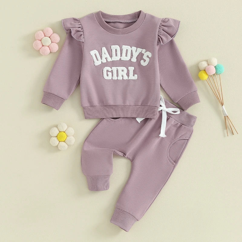 Baby Girl Clothes Daddys Girl Long Sleeve Crewneck Sweatshirt Top Casual Pants Fall Winter Outfits