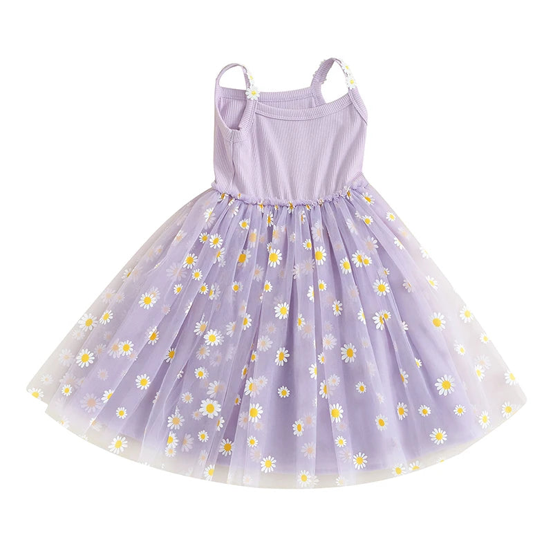 Baby Girls Tutu Dress Daisy Summer Sleeveless Tulle Dress Infant A-Line Princess Sundress