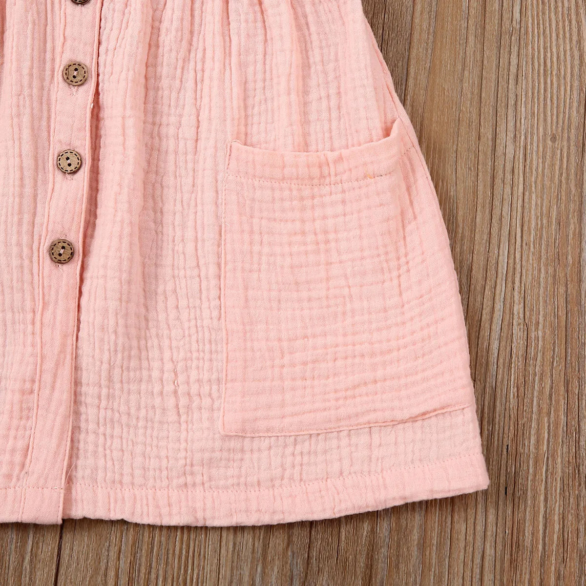 Toddler Kid Baby Girl Summer Dress Ruffles Sleeves Cotton Button Pocket Dress Sundress Clothes