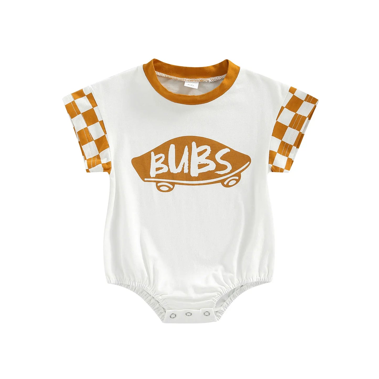 Infant Baby Girl Boy Romper Plaid Short Sleeve Round Neck Cartoon Pattern Letter Print Jumpsuit