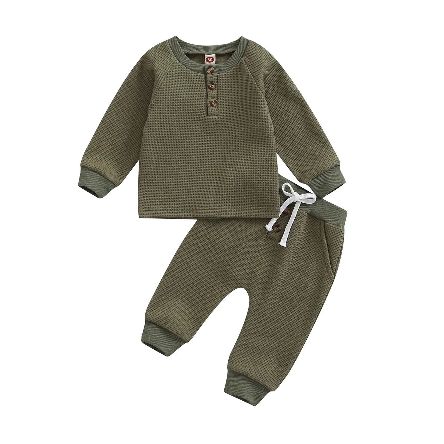 Fall Winter Baby Boy Girl Clothest Set Newborn Infant Toddler Button Tops Pants Casual Outfits Clothing