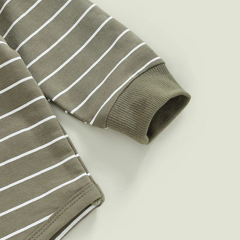 Baby Boys Pants Set Striped Long Sleeve Crew Neck Sweatshirt Elastic Waist Sweatpants Outfit
