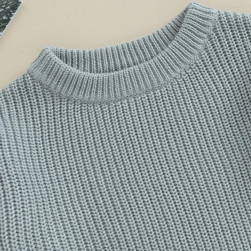 Toddler Baby Boy Knit Sweater Round Neck Long Sleeve Pullover Sweatshirt Fall Winter