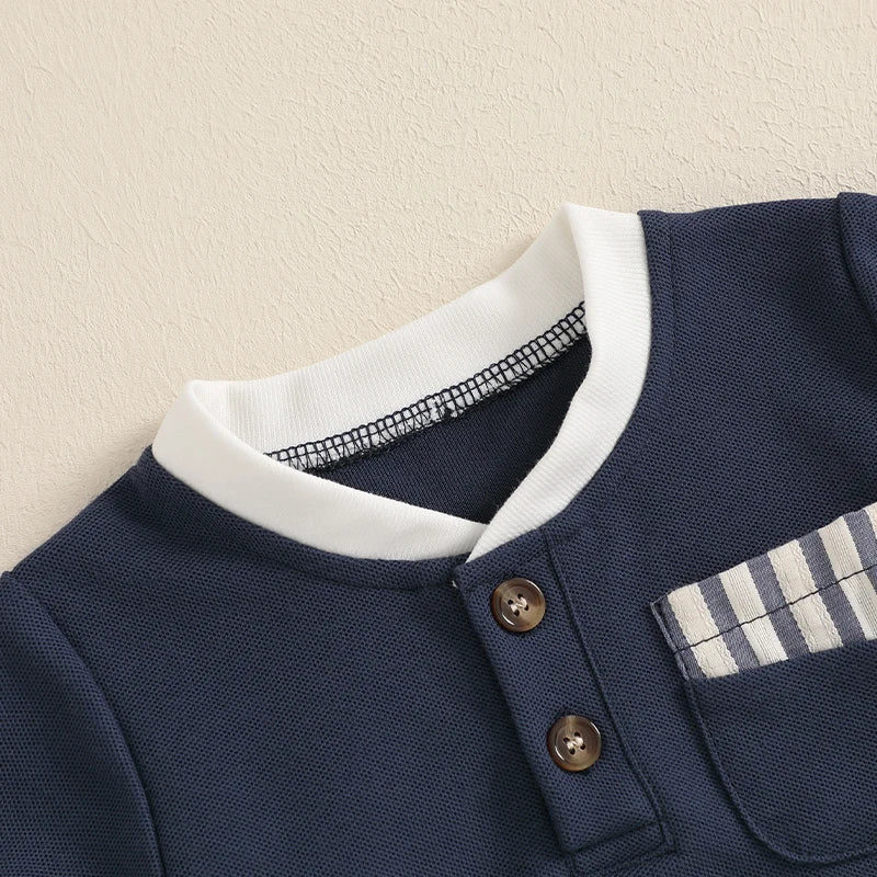 Toddler Baby Boy Summer Clothes Short Sleeve Pocket T-Shirt Stripe Drawstring Shorts Outfit