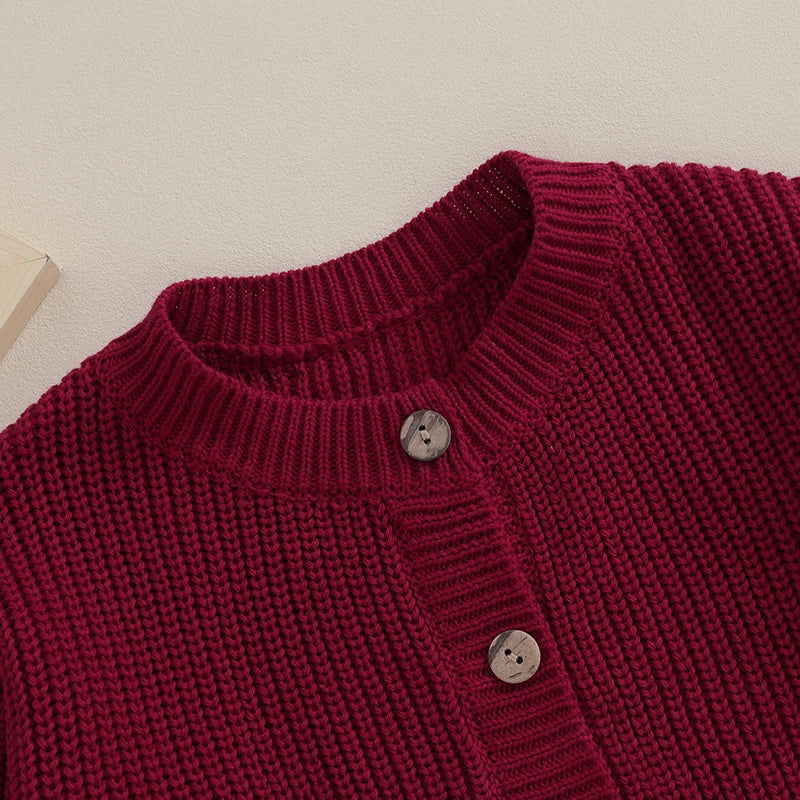 Baby Boys Warm Sweaters Coats Solid Loose Button Long Sleeve Knitwear Cardigan Jacket