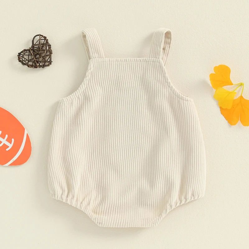 Newborn Baby Boys Girls Overalls Sleeveless Football Embroidery Rompers Newborn Summer Fall Outfit