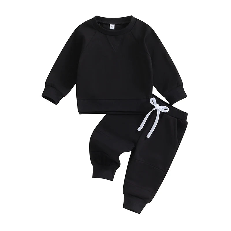 Toddler Baby Boys Fall Outfits Long Sleeve Split Hem Sweatshirt Tops Pocket Pants Kid Clothes Sets
