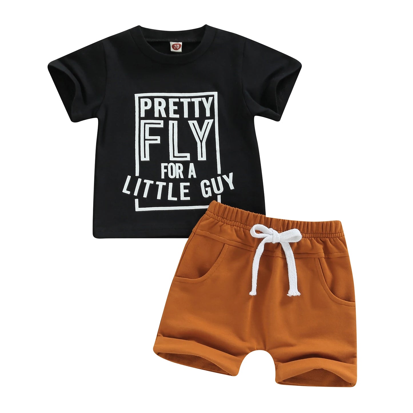 Toddler Boys Girl 2Pcs Summer Sets Short Sleeve Letter Print T-shirt Solid Drawstring Shorts