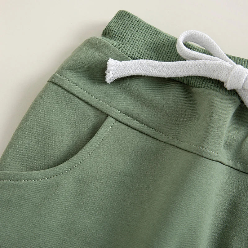Toddler Baby Boys Casual Sweatpants Elastic Waist Drawstring Solid Fall Pants Pockets
