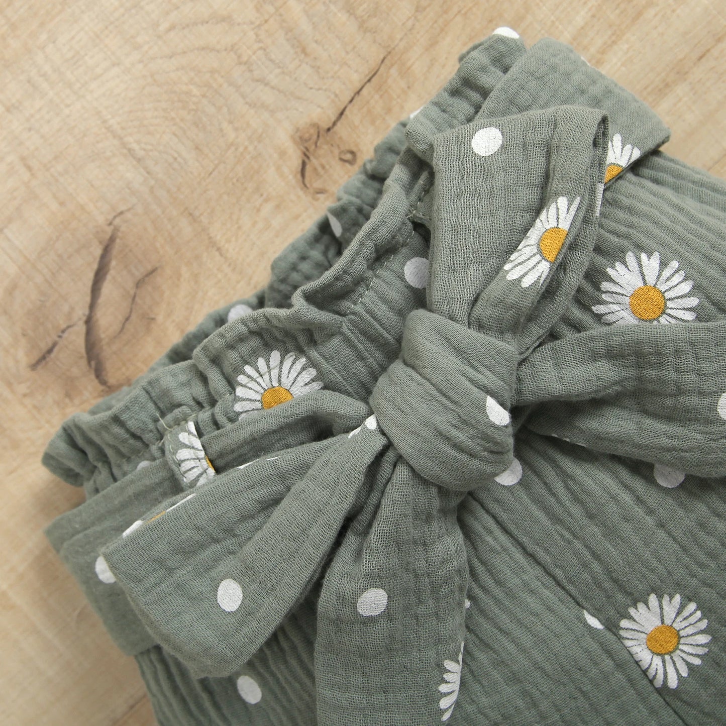 Baby Girls 3PCS Suit Long Sleeve Plain Ribbed Snap Romper Daisies Ruched Long Pants Bow Headband
