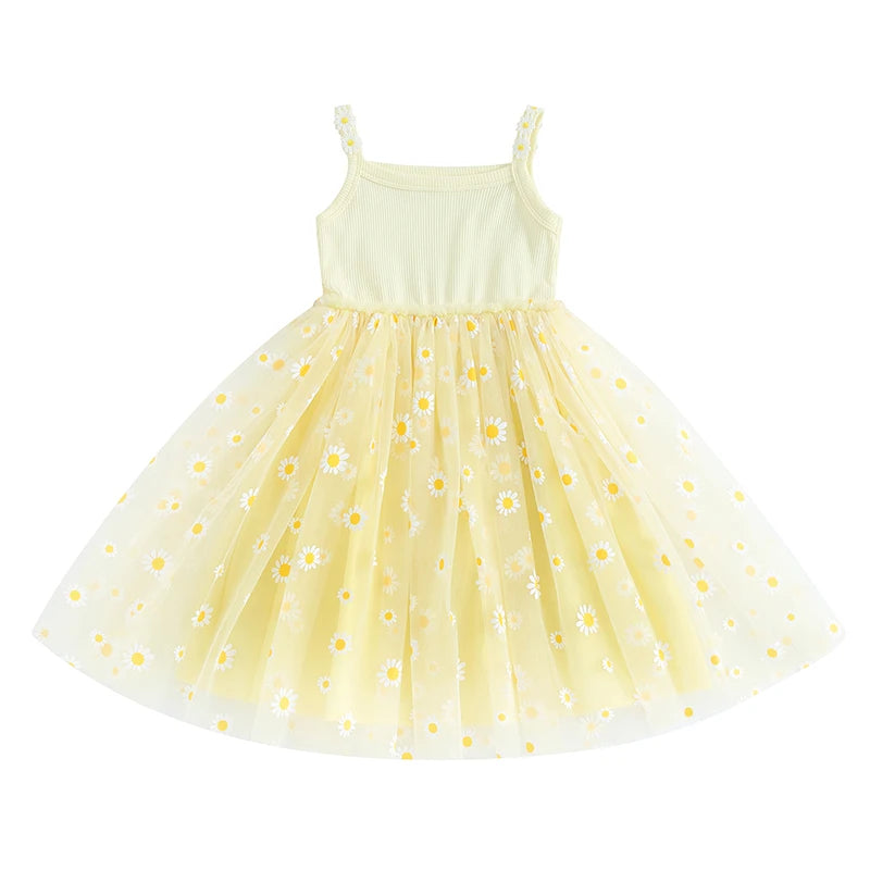 Baby Girls Tutu Dress Daisy Summer Sleeveless Tulle Dress Infant A-Line Princess Sundress