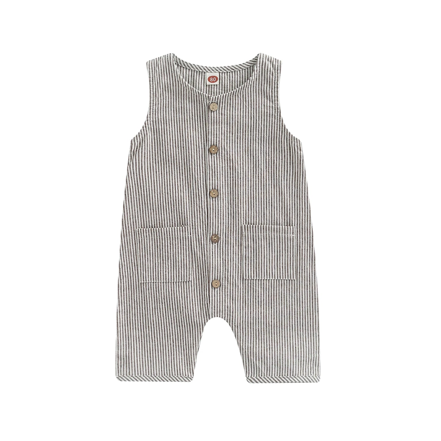 Infant Baby Boy's Girl's Jumpsuit Round Neck Sleeveless Button Down Romper
