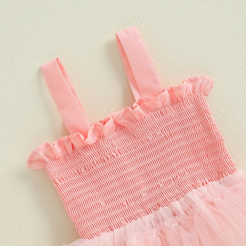 Baby Kids Girls Slip Dress Sleeveless Contrast Color Layered Summer A-line Dress Tulle Princess Dress