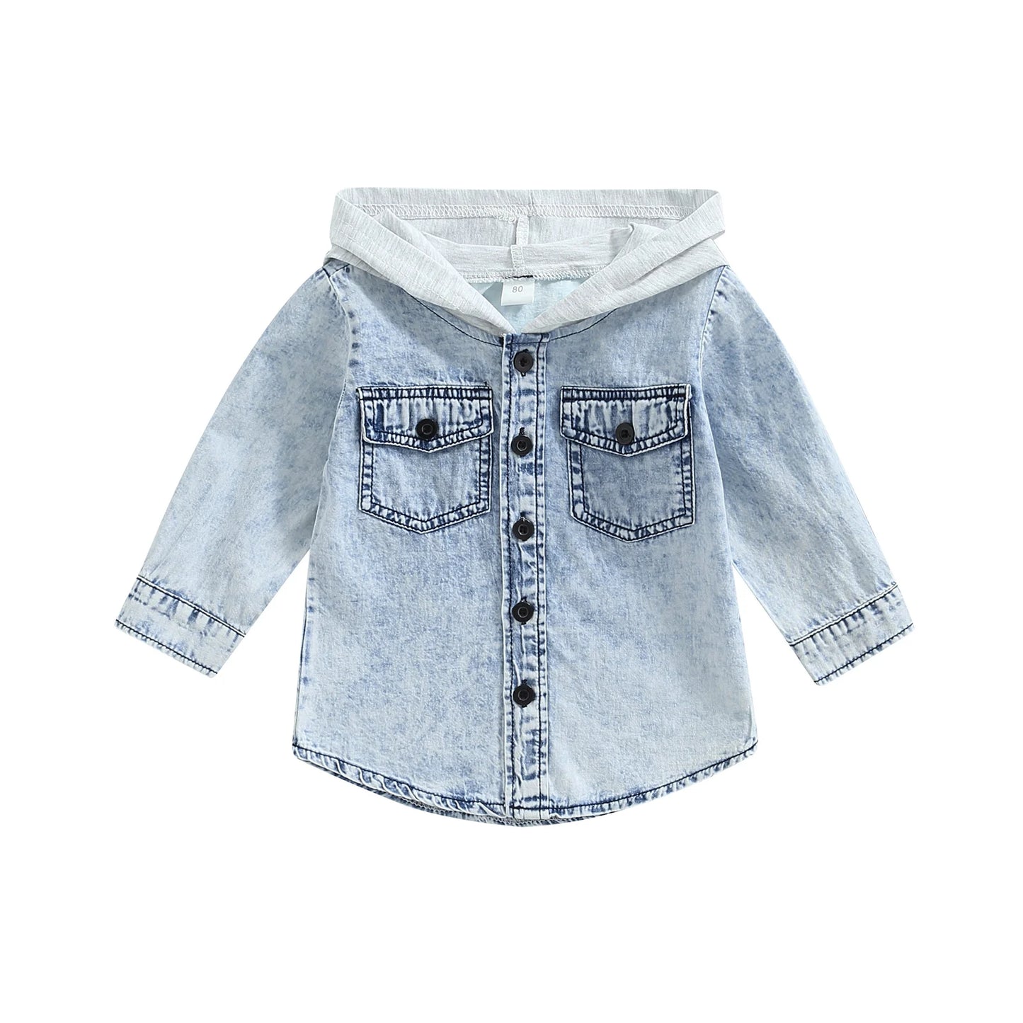 Toddler Boys Long Sleeve Button Down Patchwork Hooded Jacket