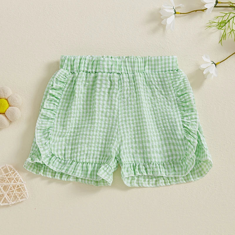 Toddler Girl Summer Shorts Palid Pattern Lotus Edge Cute Casual Fashion Comfortable Soft Shorts