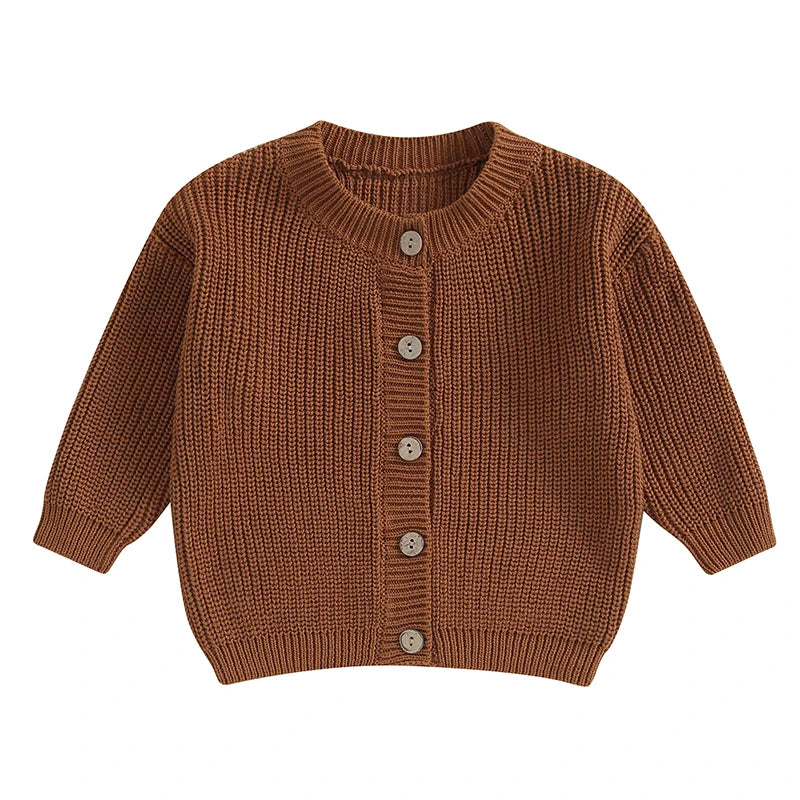 Baby Boys Warm Sweaters Coats Solid Loose Button Long Sleeve Knitwear Cardigan Jacket