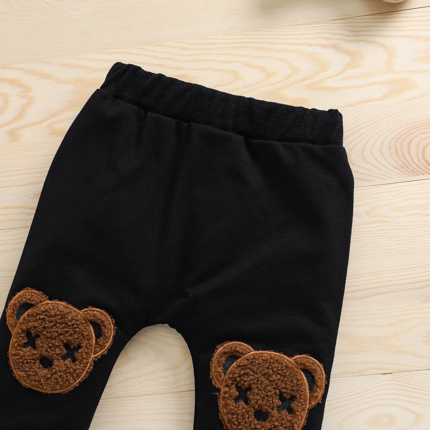 Kids Boy Autumn Tracksuit Fluffy Cartoon Bear O-Neck Long Sleeves Sweatshirt Elastic Waist Pants