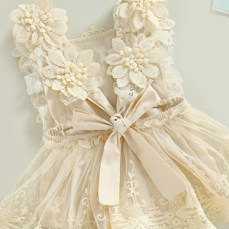 Baby Girls Bodysuit Summer Sleeveless Square Neck Floral Lace Bodysuit Tops Head Band